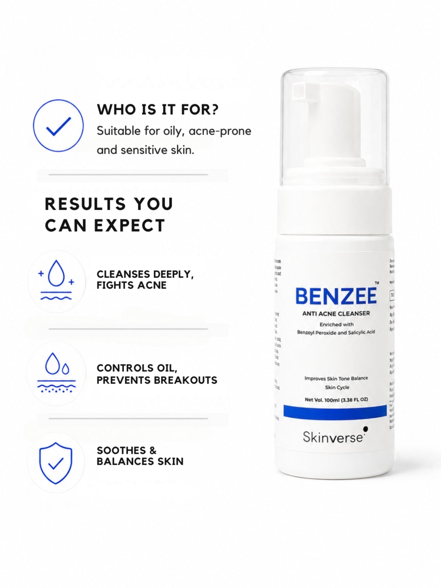 Benzee Anti-Acne Cleanser | Deep Cleansing for Clear, Blemish-Free Skin