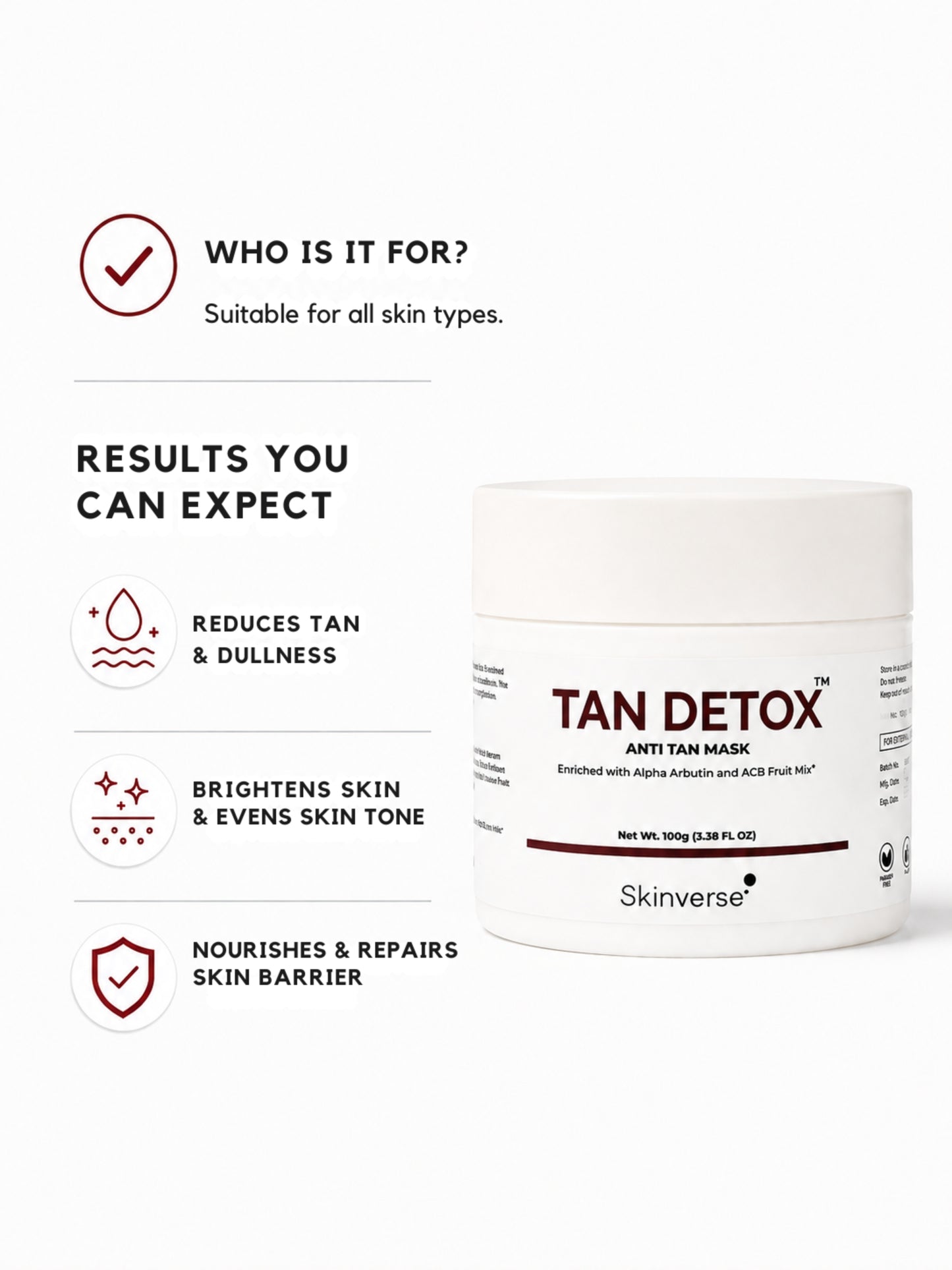 Tan Detox Mask | Instant Tan Removal & Skin Brightening
